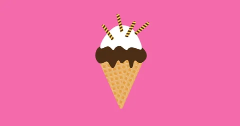 Animation of background with ice cream. Summer ice cream cones on a changing Stock Footage 240754255