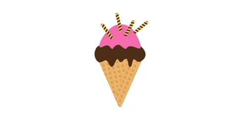 Animation of background with ice cream. Summer ice cream cones moving on a white Stock Footage 244608967