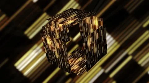 Animation background with the motion of glowing cube covered by mosaic tiles of 스톡 일러스트