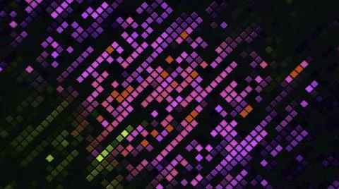 Animation background with the motion of glowing mosaic tiles, seamless loop Illustrazione stock