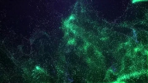 Animation Background particles fluid green blue animation In 4K Stock Footage 335773045