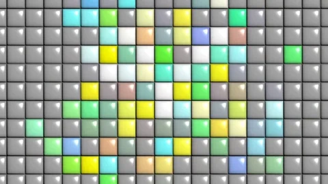 Animation background puzzle motion glowing pink yellow green blue red and white Stock Footage 122228942