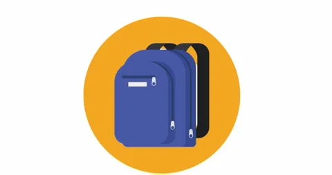 Animation of backpack icon on yellow circle over white background Stock Footage 330337108