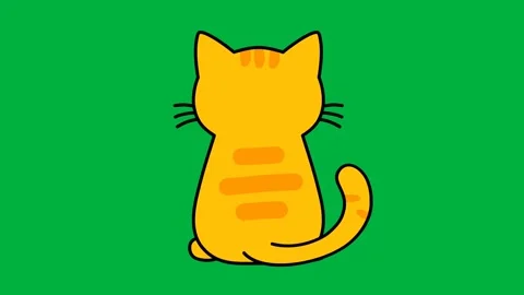 Animation of a backward-looking seated cat with a moving score, animated against Stock Footage 318079750