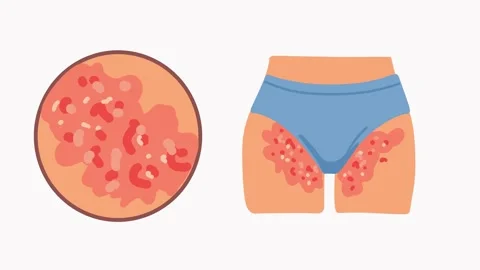 Animation bacterial irritation risk after shaving sensitive zone Stock-Footage 335701771