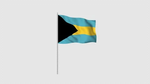 Animation of the Bahamas flag fluttering on a flagpole against a transparen.. Stockbeeldmateriaal 346410125