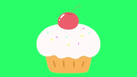 Animation bakery cupcakes on green screen. Stock Footage 277239479