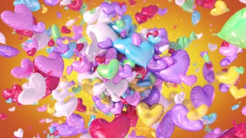 Animation of balloons bursting from hearts Video stock 263114920
