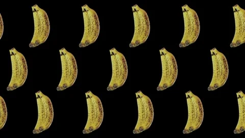 Animation of Bananas Pattern Rotating on Black Background Stock Footage 349007623