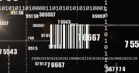Animation of bar code, binary coding and data processing Video stock 328582807