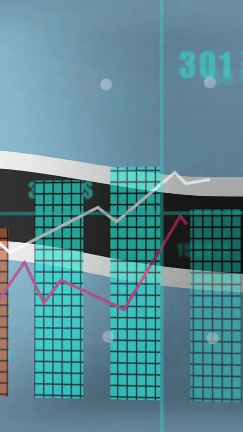 Animation of bar graph processing data over flag of botswana Stock Footage 323420095