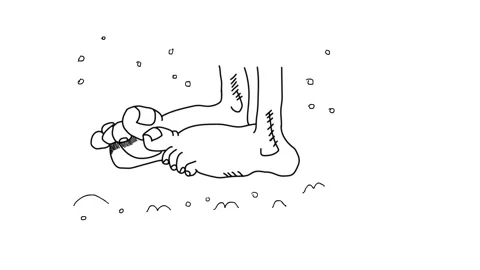 Animation of bare feet while snowing. 動画素材 169618982