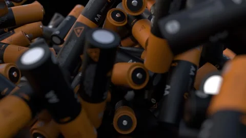 Animation of a battery on a neutral dark background Stock Footage 137867905