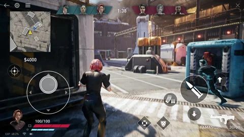 Animation of the battle inside the virtual arena in a shooter mobile game Stock-Footage 262487140