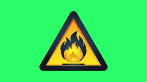 Animation be careful of the flames sign on green screen. Stock Footage 277497119