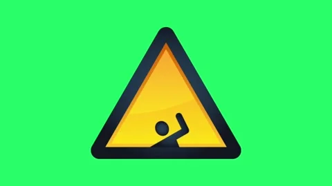 Animation be careful of things falling from high place sign on green screen. Stock Footage 277497090