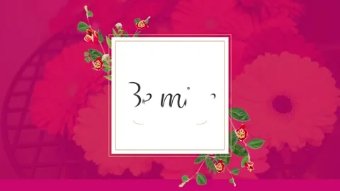 Animation of be mine text on white card with flowers on floral patterned pink Video stock 328585465