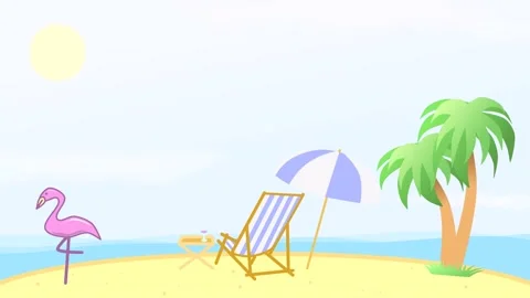 Animation of a beach on a tropical island with an empty place for text, summer Video stock 137130775