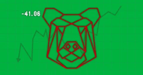 Animation of bear linear shape and graph on transparent background Stock Footage 318271271