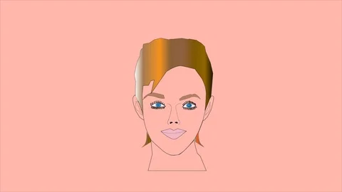 Animation of a beautiful girl blinking eyes, makeup is applied Stock Footage