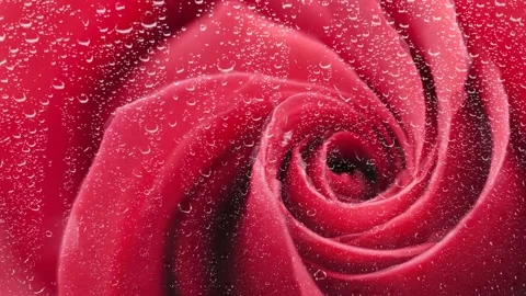Animation beautiful red rose and raindrops Stock Footage 154388987