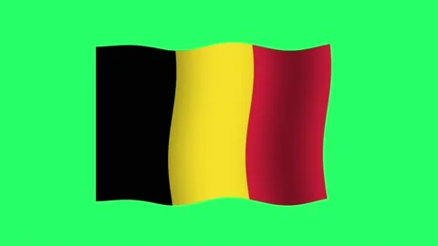 Animation Belgium flag on green background. Stock Footage 199168630