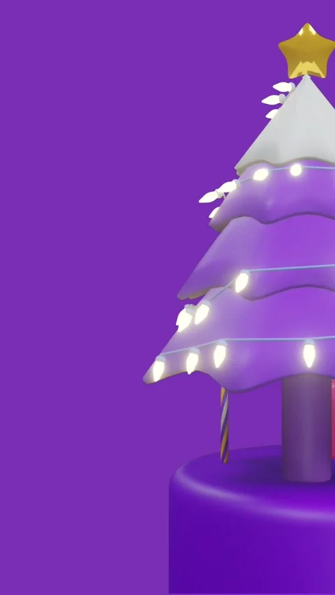 Animation of bell, sticks, gift boxes with lights and star on tree against Stock Footage 320811774