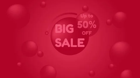 Animation of big sale banner background with red round bubbles Stock Footage 315140853