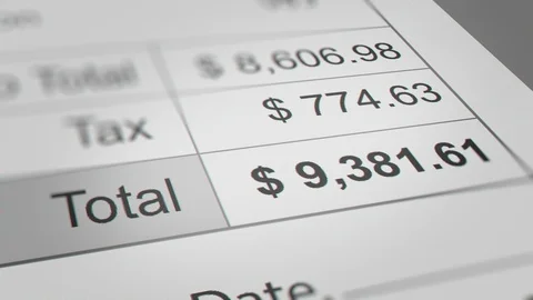 Animation of Bill With Total Amount. Video stock 114681974