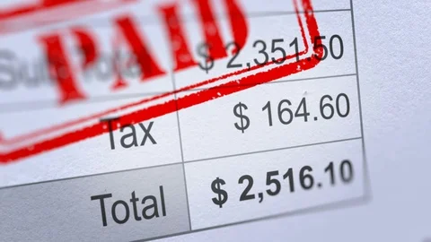Animation of Billing Statement with Paid Stamp Stock Footage 125258734