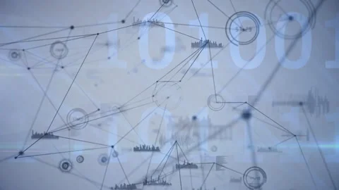 Animation of binary code and data visualization with abstract network Stock Footage 303528610