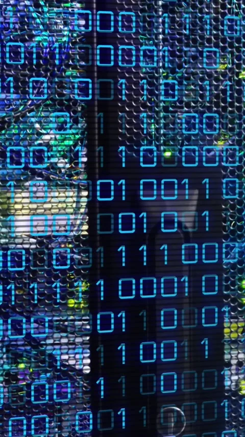 Animation of binary code and data over servers 動画素材 342676401