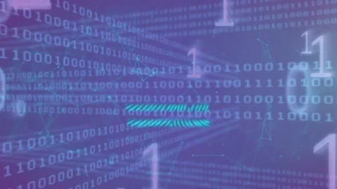 Animation of binary code and fingerprint on violet background Stock Footage 327445360