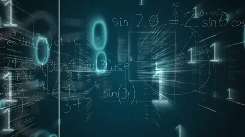 Animation of binary code and scientific data on black background Stock Footage 326033275