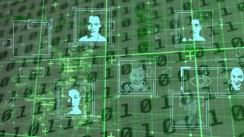 Animation of binary code and social media reactions on green background Stock Footage 327709950
