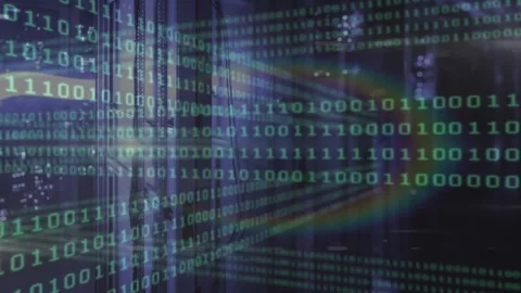 Animation of binary code on black background Stock Footage 327002486