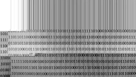 Animation of binary code on a computer screen Stockbeeldmateriaal 117228307