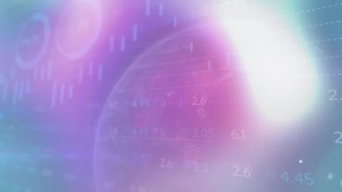 Animation of binary code connections and scientific data on blue background Stock Footage 327644375