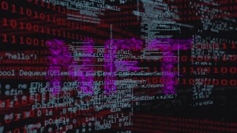 Animation of binary code, dna and data processing on black background Stock Footage 328645424