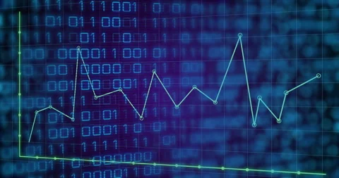 Animation of binary code with fluctuating line graph for data analysis in school 動画素材 305029650