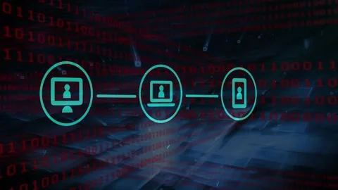 Animation of binary code network of connections with online security padlock Video stock 329564192