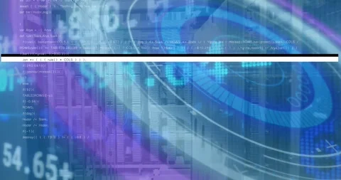 Animation of binary code over background in globe and mid Stock Footage 327847494