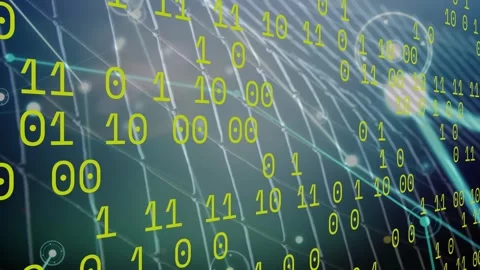 Animation of binary code over connections on navy background Stock Footage 330254416