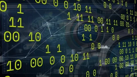 Animation of binary code over connections and globe on navy background Stock Footage 330255357