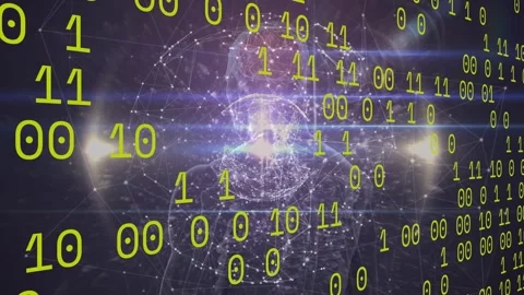 Animation of binary code over connections and globe on violet background Stock Footage 330657798