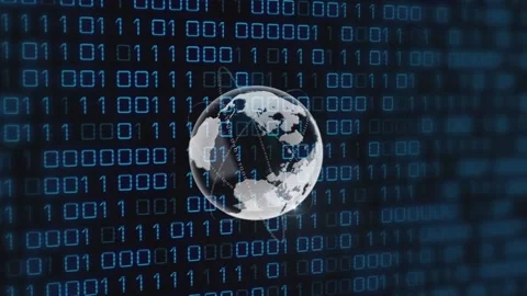 Animation of binary code over globe on black background Stock Footage 201941627
