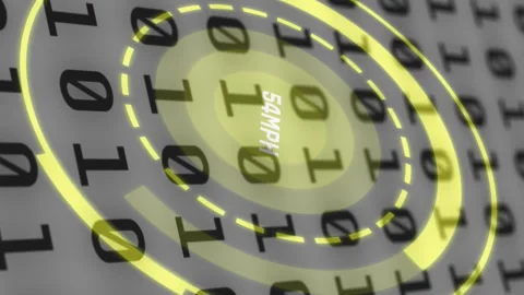 Animation of binary code over speedometer and grey background Stock Footage 312608332