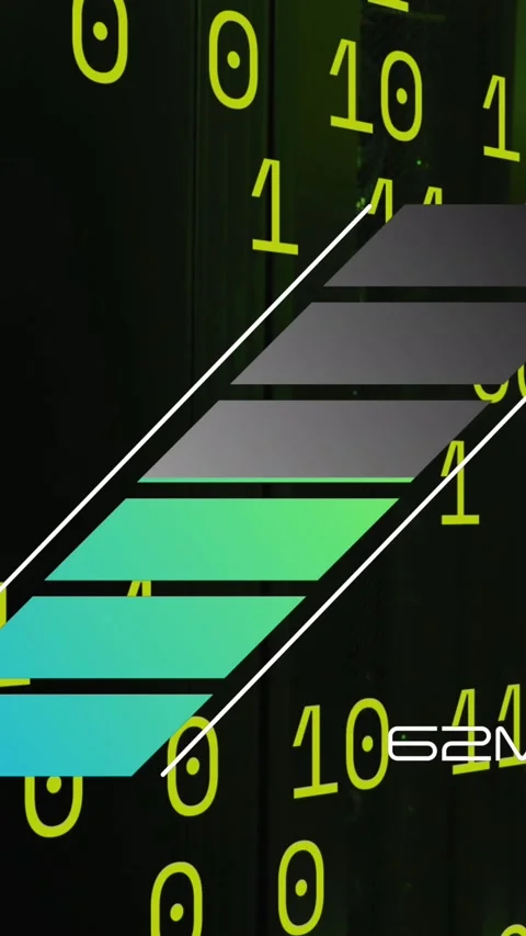 Animation of binary code over speedometer and servers in background Stock Footage 324021907