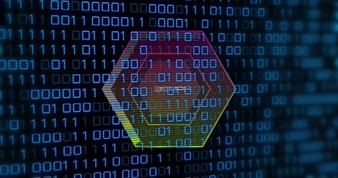 Animation of binary code over speedometer and black background Stock Footage 328090099