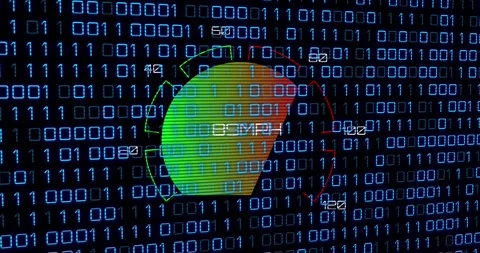 Animation of binary code over speedometer and black background Stock Footage 329101563
